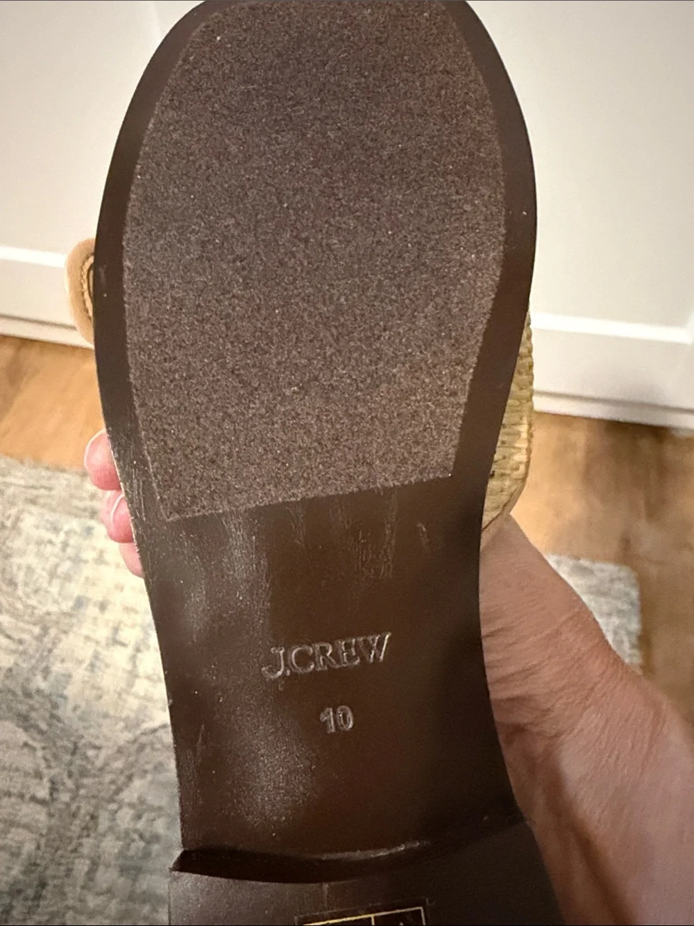J. Crew Raffia Woven Buckle Slide Mules
